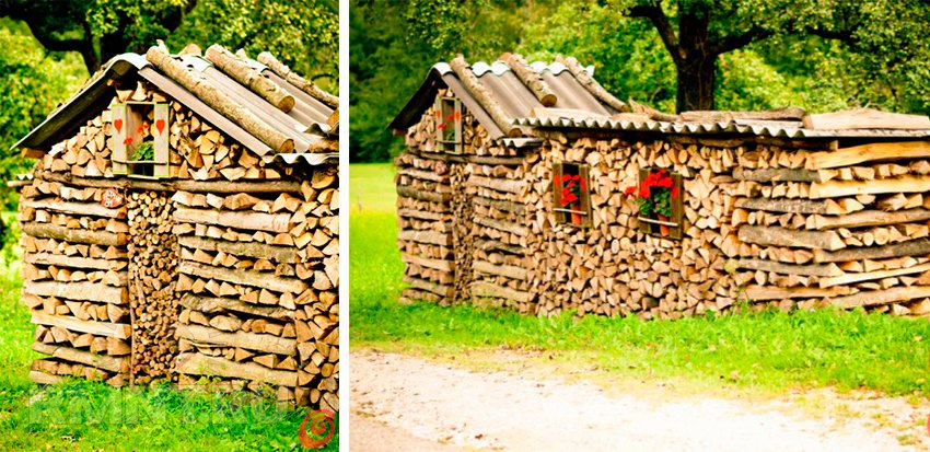 Будиночок викладений з дров